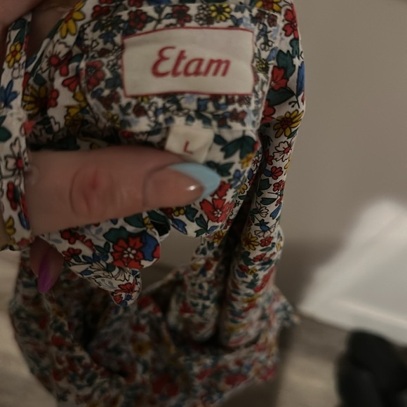 ETAM | Flirty Micro Floral Viscose Sundress with Low Black and Ties - Picture 9 of 11